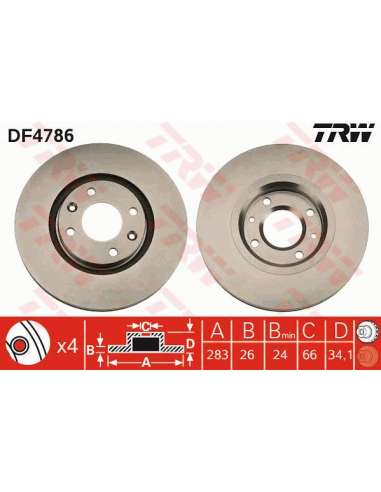 Disco de freno Trw DF4786 - JGO DISCOS DE FRENO O