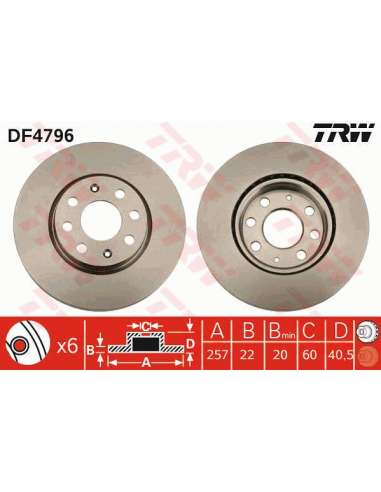 Disco de freno Trw DF4796 - TRW JGO DISCOS FRENO