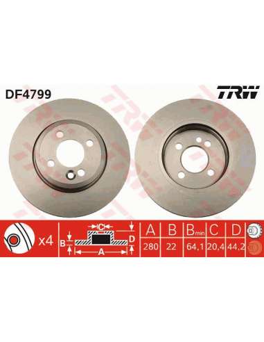 Disco de freno Trw DF4799 - TRW JGO DISCOS FRENO