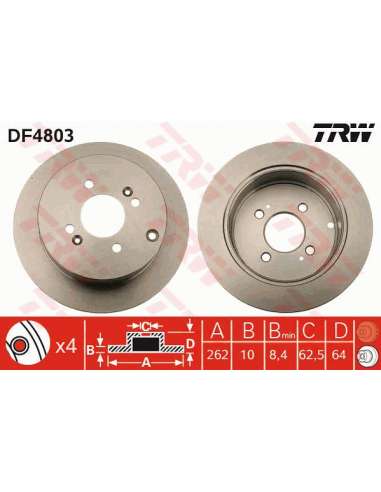 Disco de freno Trw DF4803 - TRW JGO DISCOS FRENO