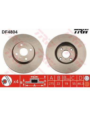 Disco de freno Trw DF4804 - TRW JGO DISCOS FRENO