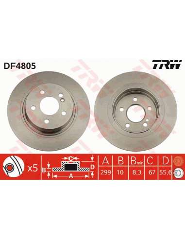 Disco de freno Trw DF4805 - TRW JGO DISCOS FRENO