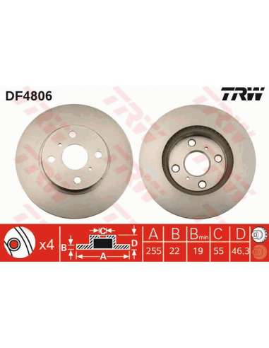 Disco de freno Trw DF4806 - TRW JGO DISCOS FRENO