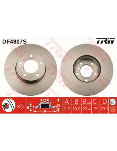 Disco de freno Trw DF4807S - TRW DISCO FRENO