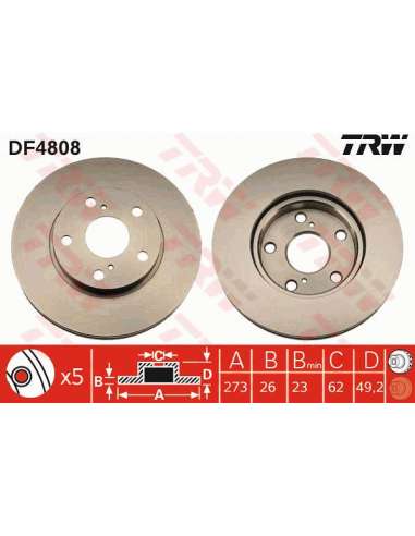 Disco de freno Trw DF4808 - TRW JGO DISCOS FRENO