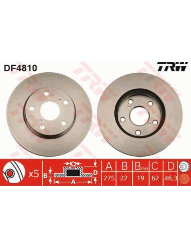 Disco de freno Trw DF4810 - TRW JGO DISCOS FRENO