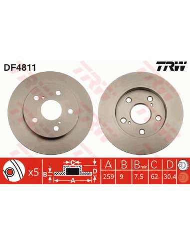 Disco de freno Trw DF4811 - TRW JGO DISCOS FRENO