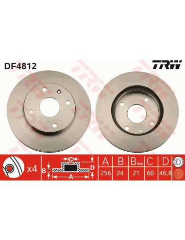 Disco de freno Trw DF4812 - TRW JGO DISCOS FRENO