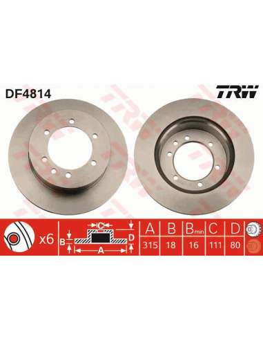 Disco de freno Trw DF4814 - TRW JGO DISCOS FRENO