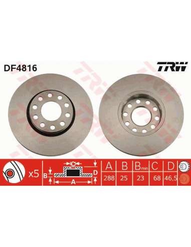 Disco de freno Trw DF4816 - JGO DISCOS DE FRENO O