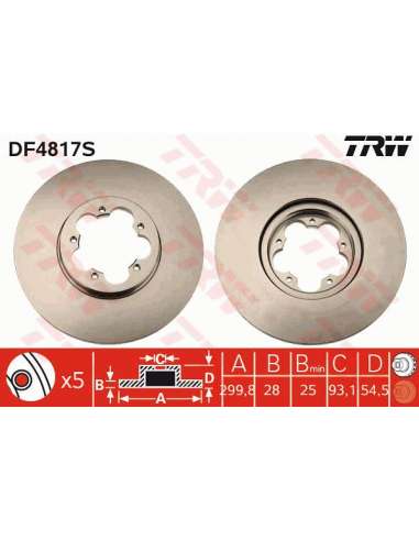 Disco de freno Trw DF4817S - DISCO DE FRENO