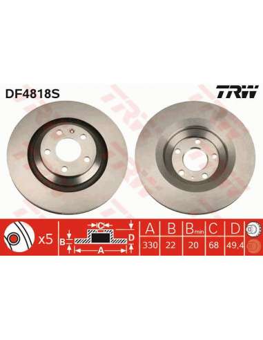 Disco de freno Trw DF4818S - TRW DISCO FRENO