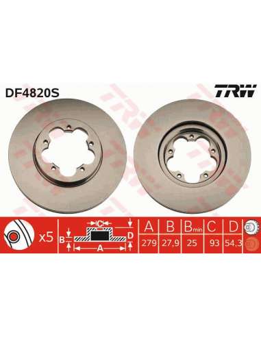 Disco de freno Trw DF4820S - DISCO DE FRENO