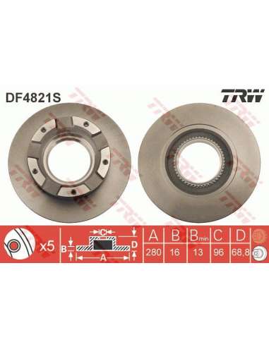 Disco de freno Trw DF4821S - TRW DISCO FRENO