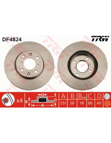 Disco de freno Trw DF4824 - TRW JGO DISCOS FRENO