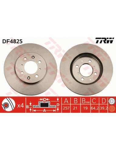 Disco de freno Trw DF4825 - TRW JGO DISCOS FRENO