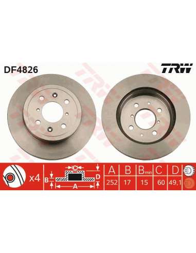 Disco de freno Trw DF4826 - JGO DISCOS DE FRENO O