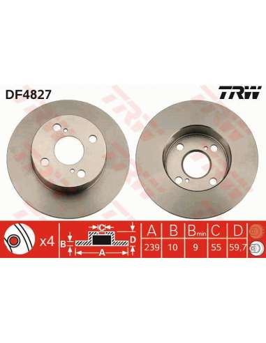 Disco de freno Trw DF4827 - TRW JGO DISCOS FRENO