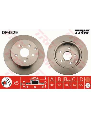 Disco de freno Trw DF4829 - TRW JGO DISCOS FRENO