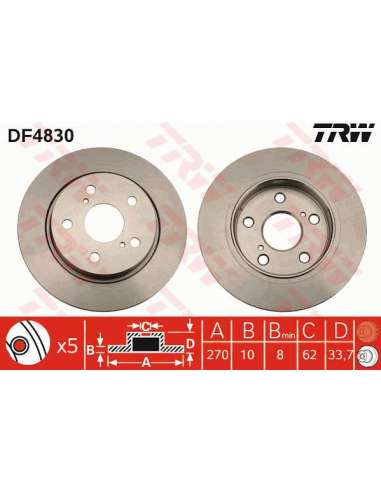 Disco de freno Trw DF4830 - TRW JGO DISCOS FRENO