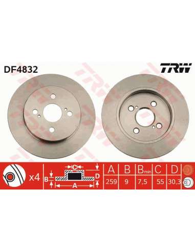 Disco de freno Trw DF4832 - TRW JGO DISCOS FRENO