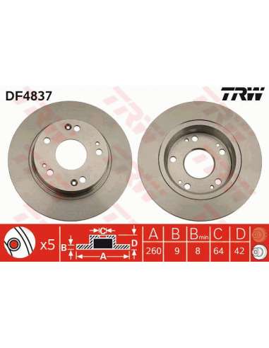 Disco de freno Trw DF4837 - TRW JGO DISCOS FRENO