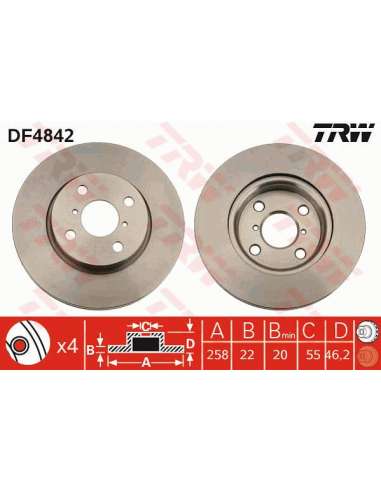 Disco de freno Trw DF4842 - TRW JGO DISCOS FRENO