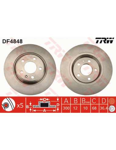 Disco de freno Trw DF4848 - TRW JGO DISCOS FRENO