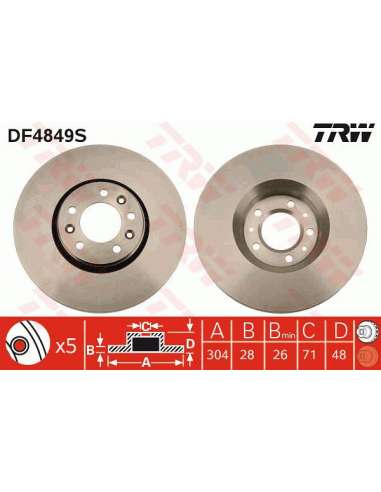 Disco de freno Trw DF4849S - TRW DISCO FRENO