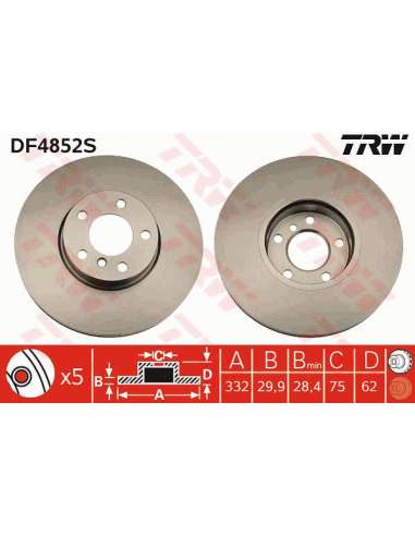 Disco de freno Trw DF4852S - TRW DISCO FRENO