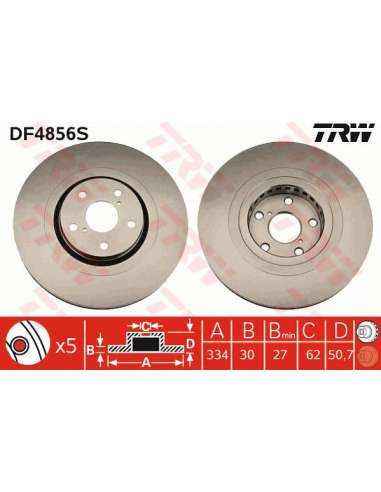 Disco de freno Trw DF4856S - TRW DISCO FRENO DEL. DERECH