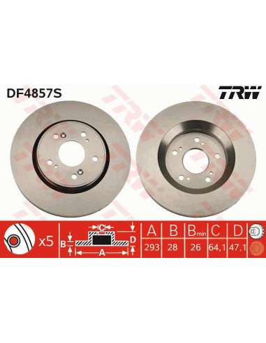 Disco de freno Trw DF4857S - TRW DISCO FRENO