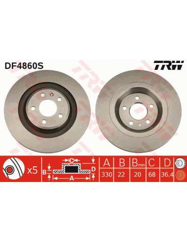 Disco de freno Trw DF4860S - TRW DISCO FRENO