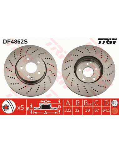 Disco de freno Trw DF4862S - TRW DISCO FRENO