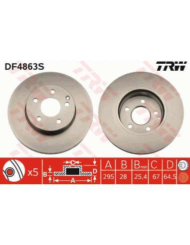 Disco de freno Trw DF4863S - TRW DISCO FRENO