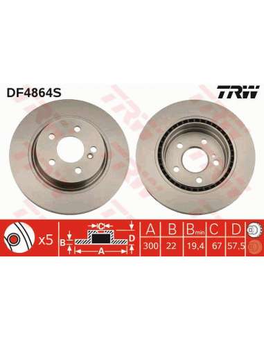 Disco de freno Trw DF4864S - TRW DISCO FRENO