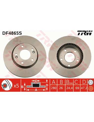 Disco de freno Trw DF4865S - DISCO DE FRENO