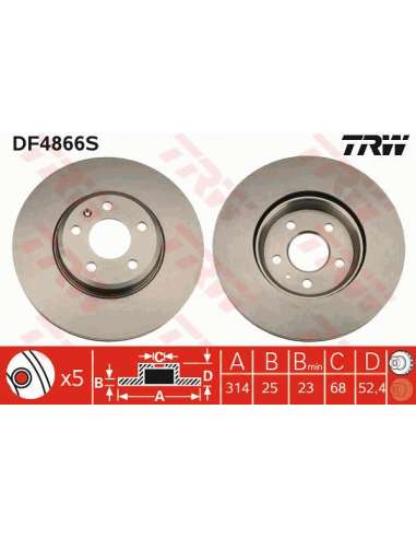 Disco de freno Trw DF4866S - TRW DISCO FRENO