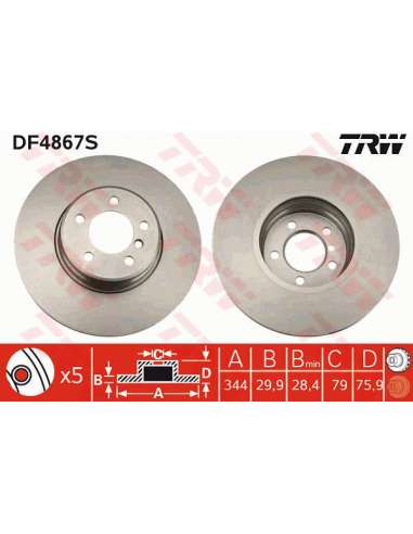 Disco de freno Trw DF4867S - TRW DISCO FRENO