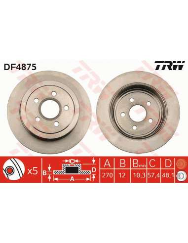 Disco de freno Trw DF4875 - TRW JGO DISCOS FRENO