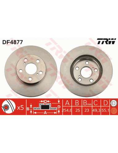 Disco de freno Trw DF4877 - TRW JGO DISCOS FRENO