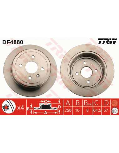 Disco de freno Trw DF4880 - TRW JGO DISCOS FRENO