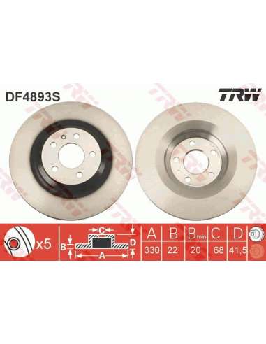 Disco de freno Trw DF4893S - TRW DISCO FRENO