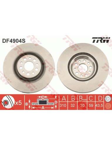 Disco de freno Trw DF4904S - TRW DISCO FRENO