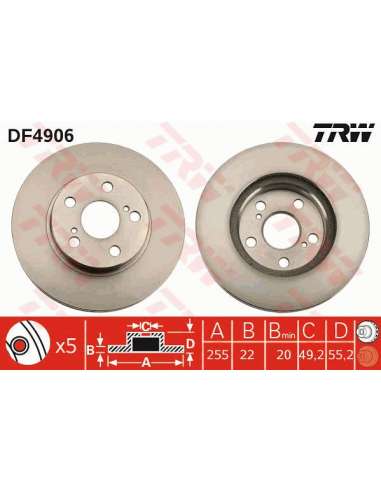 Disco de freno Trw DF4906 - TRW JGO DISCOS FRENO