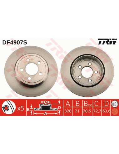 Disco de freno Trw DF4907S - TRW DISCO FRENO