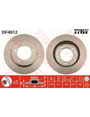 Disco de freno Trw DF4912 - TRW JGO DISCOS FRENO