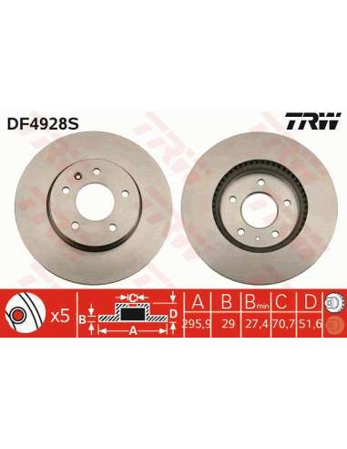 Disco de freno Trw DF4928S - TRW DISCO FRENO