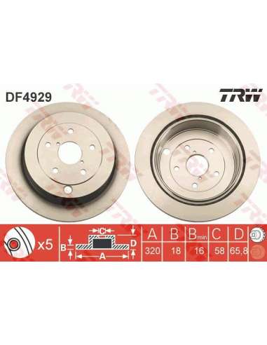 Disco de freno Trw DF4929 - TRW JGO DISCOS FRENO