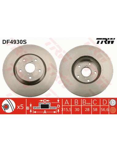 Disco de freno Trw DF4930S - TRW DISCO FRENO